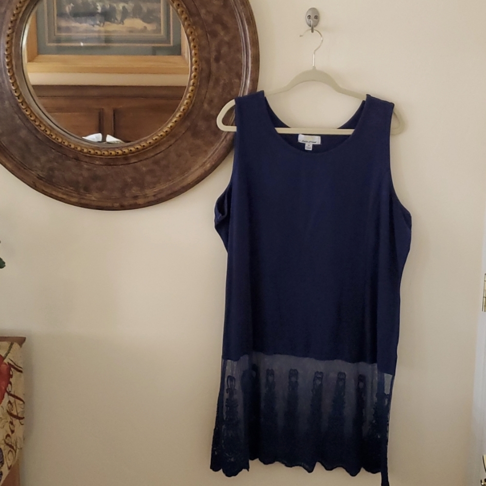 Kathleen Kirkwood lace bottom layering tank, navy blue,  SZ2X